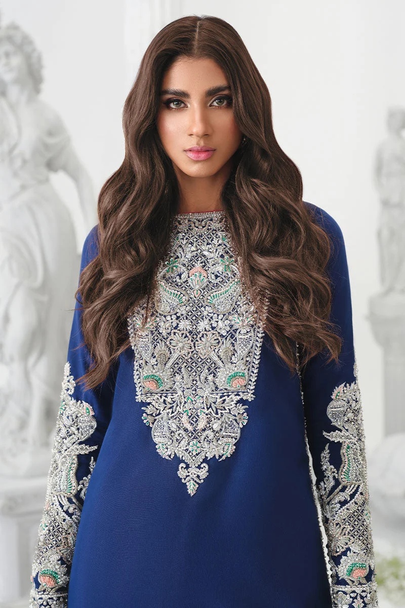 KHAKAA - ASTRAL pakistani fashion outfit in pink, blue, silver tones.